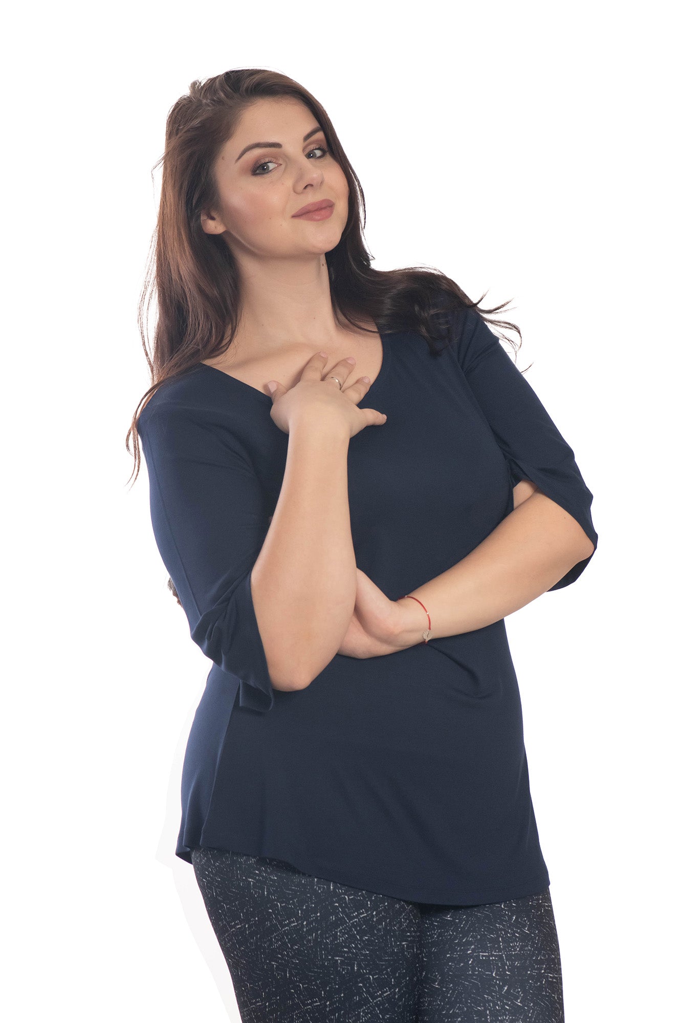 Ruffled High Neck Contrast Side Tie Top