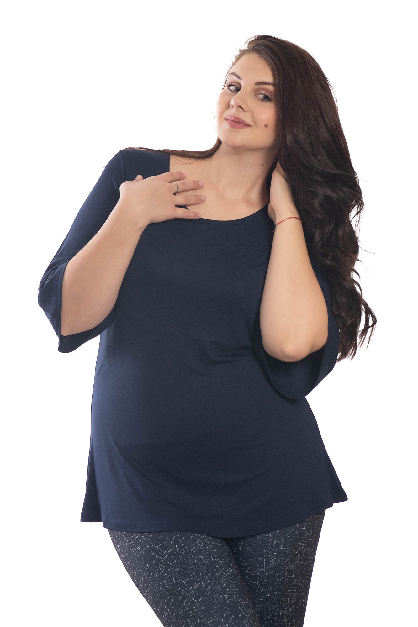 Tunica da donna con maniche a 3/4 e scollo rotondo