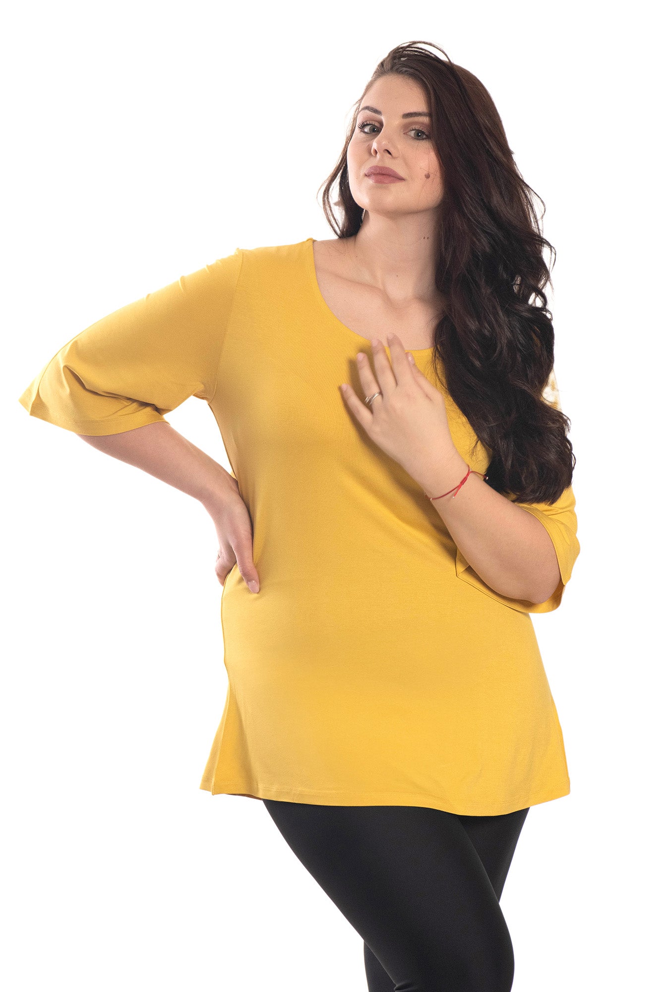 Tunica da donna con maniche a 3/4 e scollo rotondo