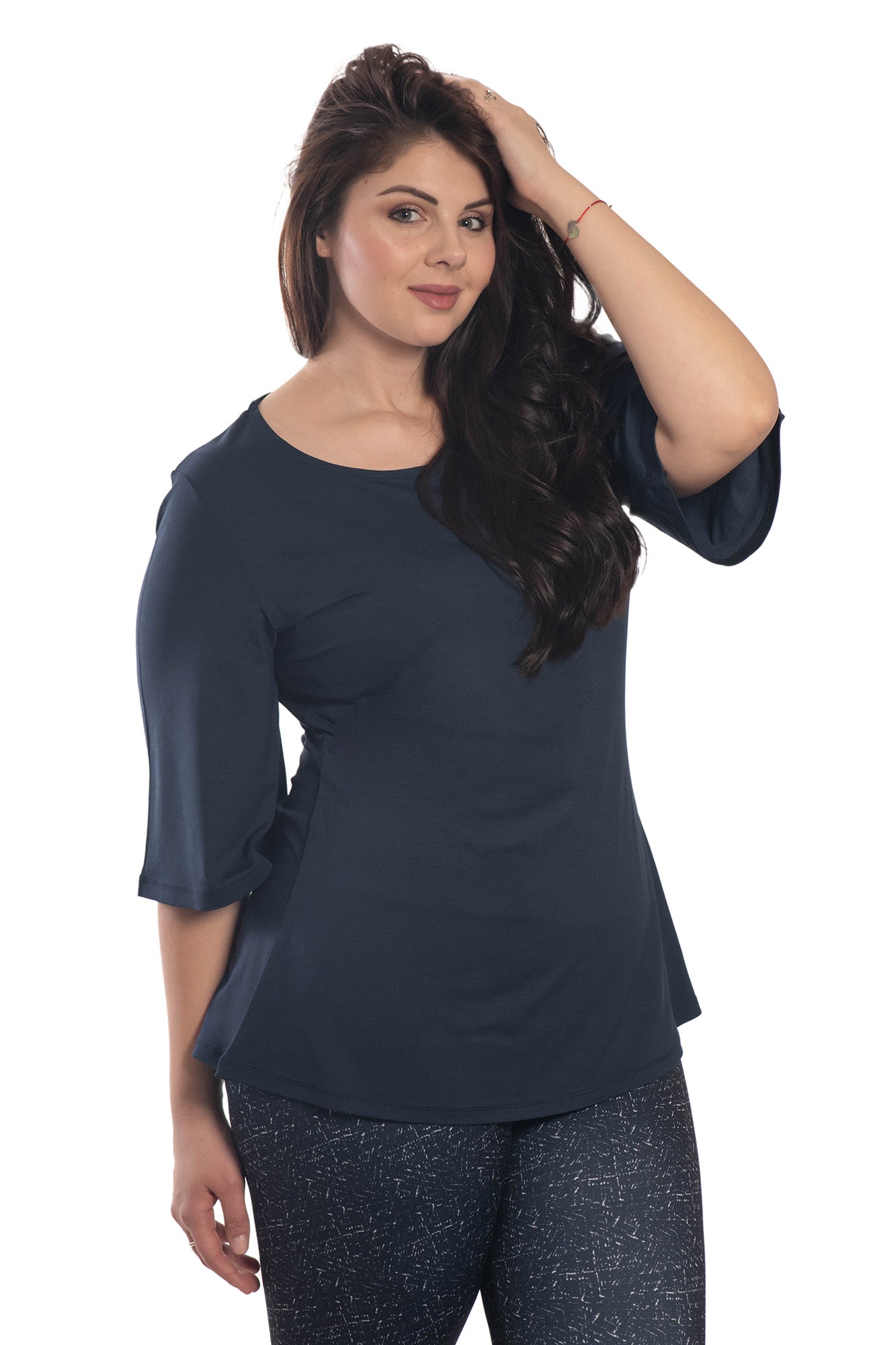 Tunica da donna con maniche a 3/4 e scollo rotondo