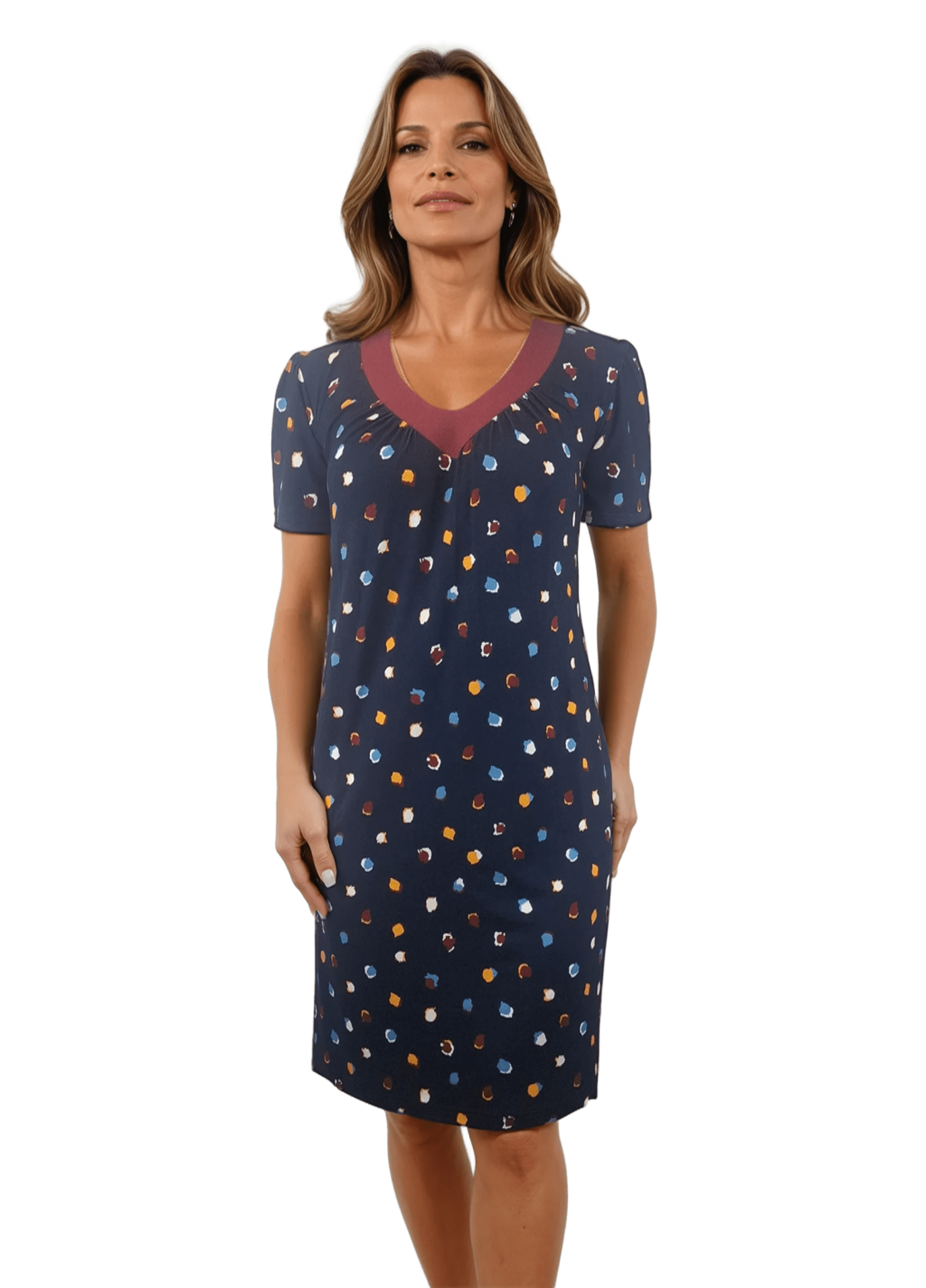 Abito da donna con maniche corte e scollatura a V