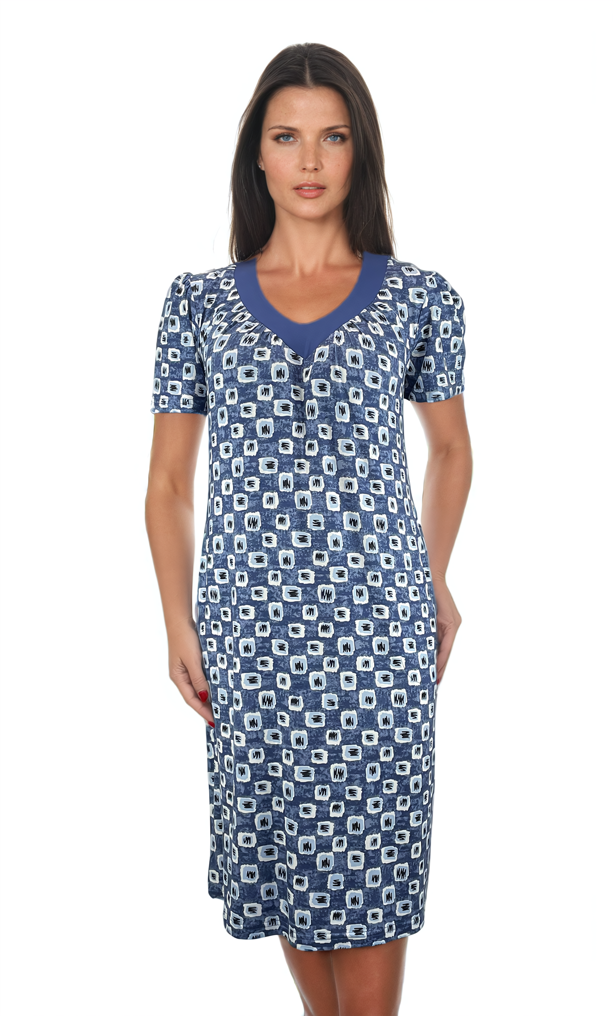 Abito da donna con maniche corte e scollatura a V