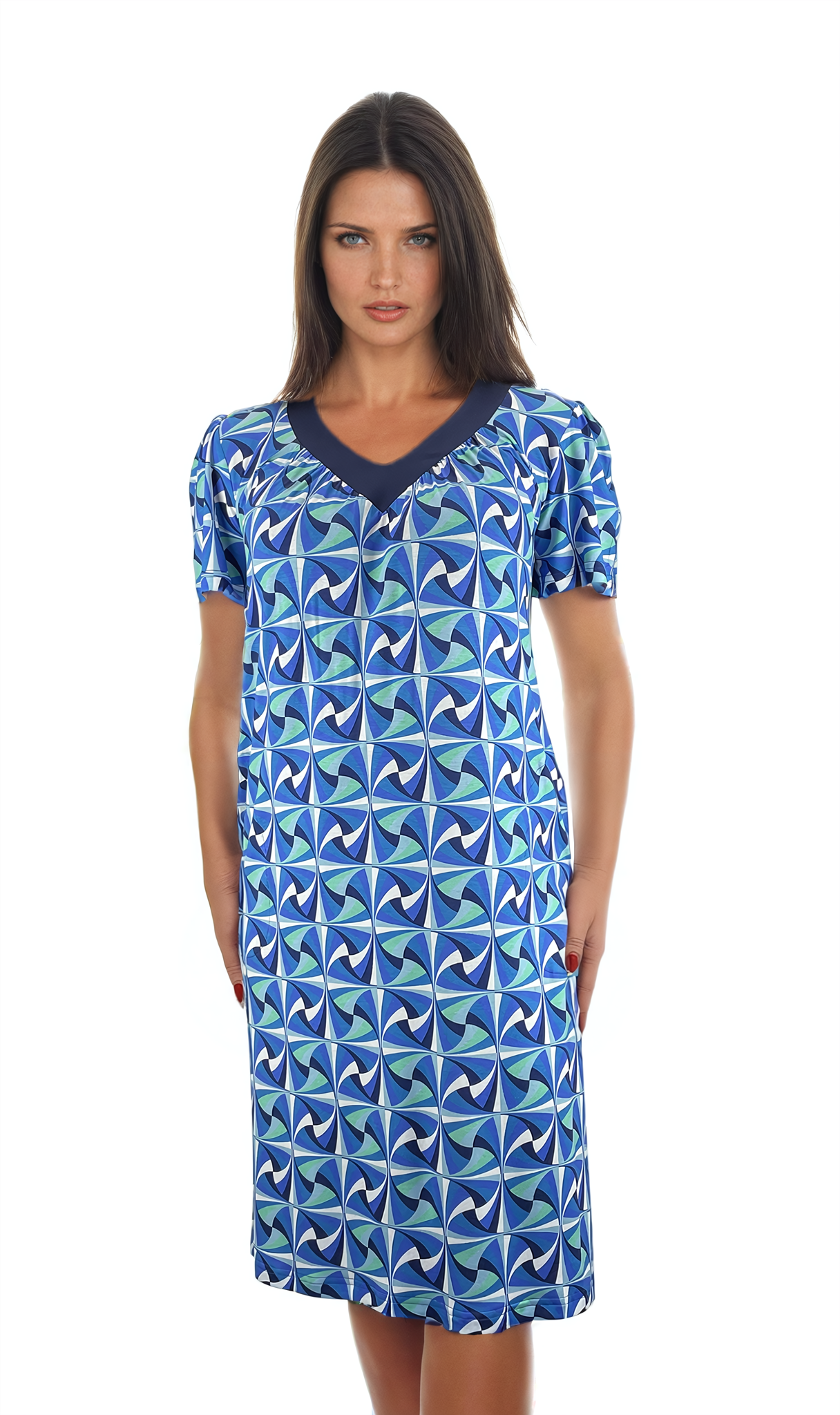 Abito da donna con maniche corte e scollatura a V