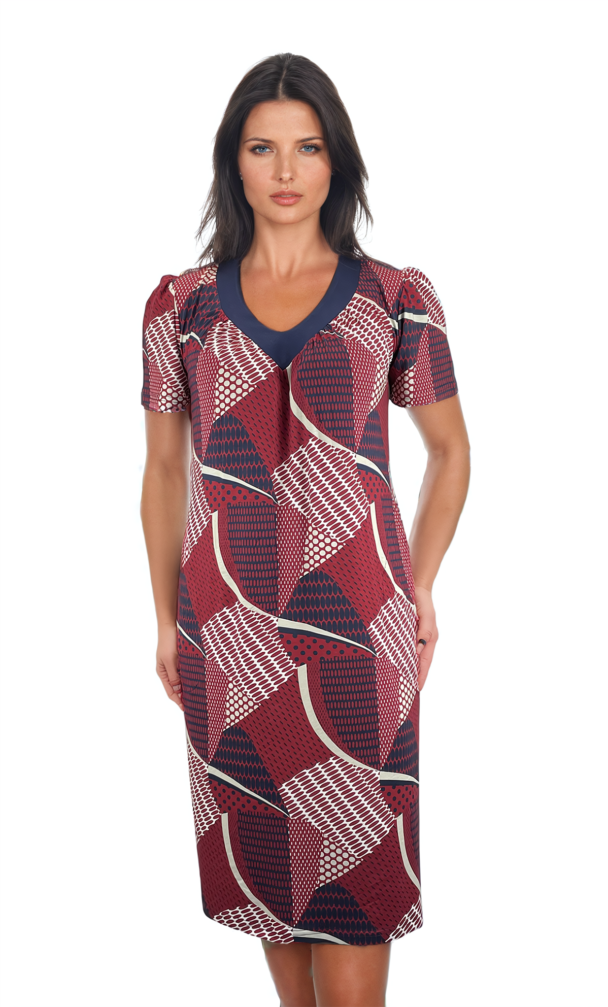 Abito da donna con maniche corte e scollatura a V