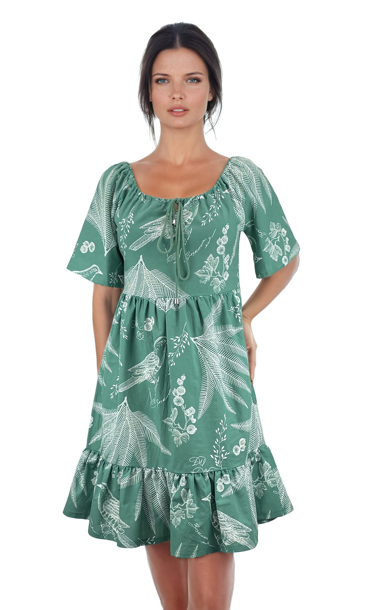 Abito da donna con maniche corte e scollo rotondo